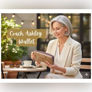 Coach Ashley Pleated Leather Wallet - Tan w/ Lavender Interior (Early 2010s)